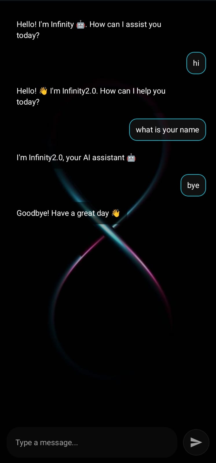 Infinity Chatbot Screen 2